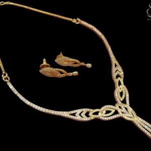 American Diamond Leaf Necklace Set
