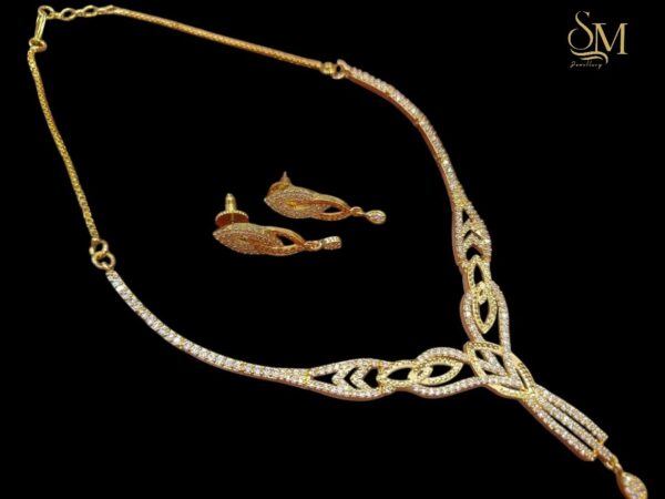 American Diamond Leaf Necklace Set