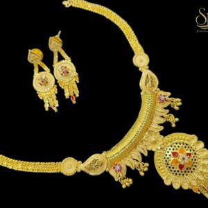 Floral Tassel Gold Necklace Set