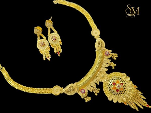 Floral Tassel Gold Necklace Set